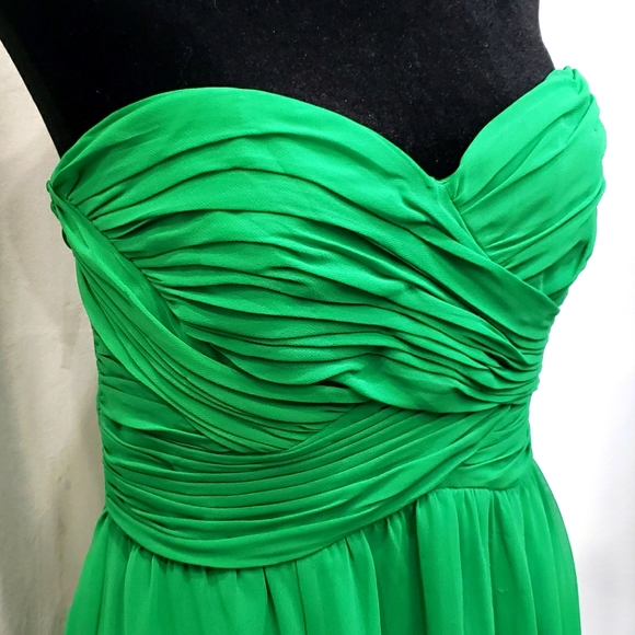 Ralph Lauren- Green Rouched Strapless Sweetheart Evening Dress - Picture 2 of 4